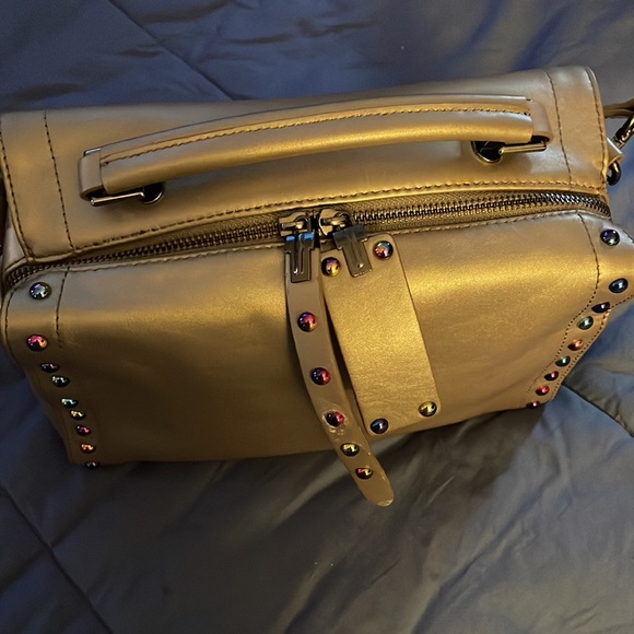 Sharif, Genuine Leather, Pewter Color Crossbody, East/West, 11 L X 7 H X 4 W - Picture 5 of 6